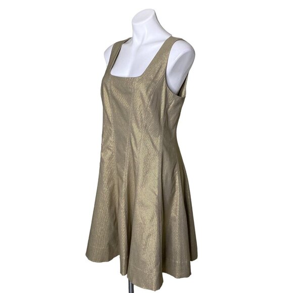 Tommy Hilfiger NWT $149 Gold Metallic Fit & Flare Mini Dress, Women’s Size 12 - Picture 9 of 13